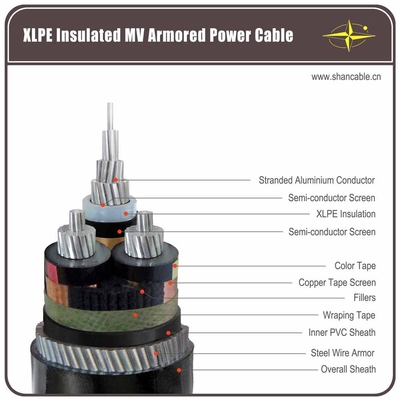 Cina XLPE Insulated Armored Electrical Cable, Galvanized Steel Wire Armored Cable pemasok