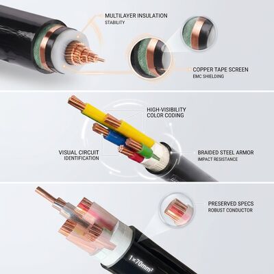 Cina Tape Tembaga Terlindungi Tegangan Menengah XLPE Kabel Daya Terisolasi 8.7/15kV pemasok