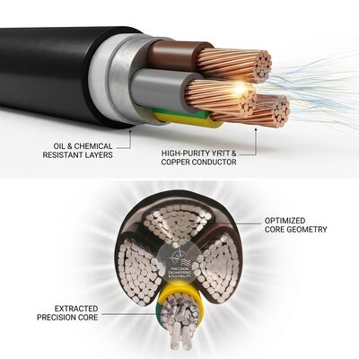 Kabel terisolasi PVC tahan minyak tahan kimia 450/750V 3 inti Penggunaan industri pemasok
