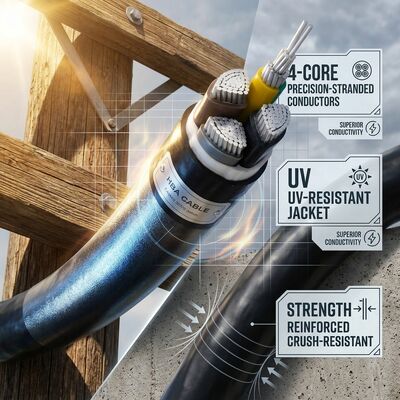 ABC 4x35mm2 UV Stabilized PVC Insulated Aerial Bundled Cable Overhead 0.6/1kV IEC60502 pemasok