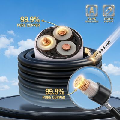 Kabel Listrik Aerial Bundled Overhead XLPE Tahan UV 0.6/1kV pemasok