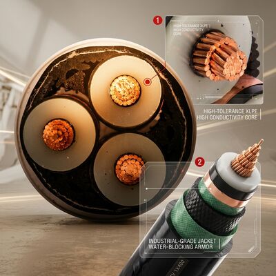 90 derajat Suhu Tinggi XLPE Kabel Daya Terisolasi 0,6/1kV Kontinyu pemasok