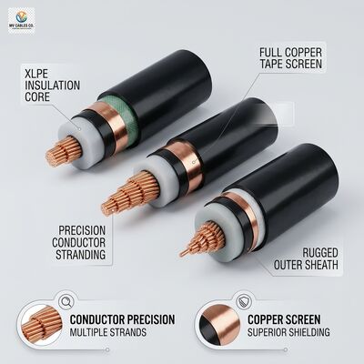 Tape Tembaga Terlindungi Tegangan Menengah XLPE Kabel Daya Terisolasi 8.7/15kV pemasok