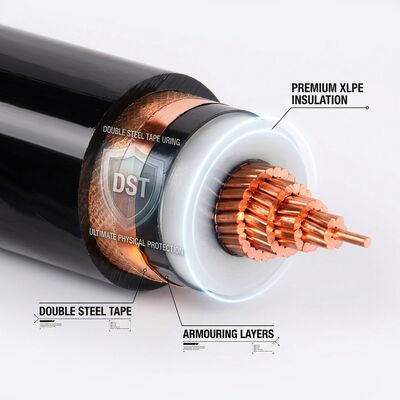 Kabel Berinsulasi XLPE 40 Tahun Masa Pakai Lapis Baja Pita Baja Ganda 0.6/1kV pemasok