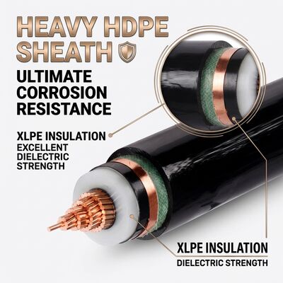 Kabel Daya Bawah Tanah Berinsulasi XLPE Berselubung HDPE Anti-Korosi 0.6/1kV pemasok